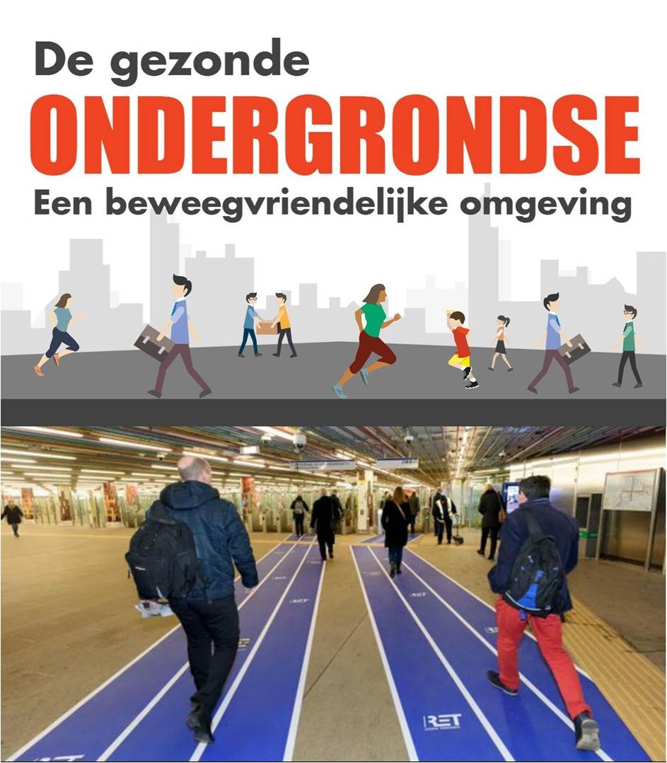 afbeelding voorbeeld beweegvriendlijke omgeving - metrostation omgetoverd in atletiekbaan